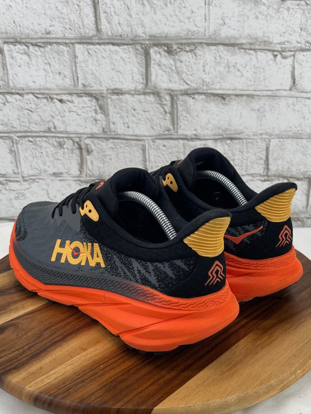 Hoka Men's Gray and Orange Athletic Running Shoes with Yellow Accents - Picture 3 of 16